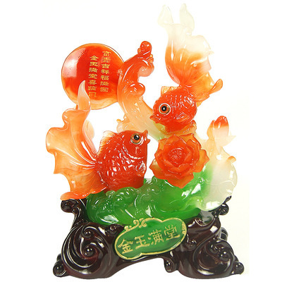 金玉滿堂 金魚鯉魚樹脂仿玉工藝品的藝術(shù)魅力